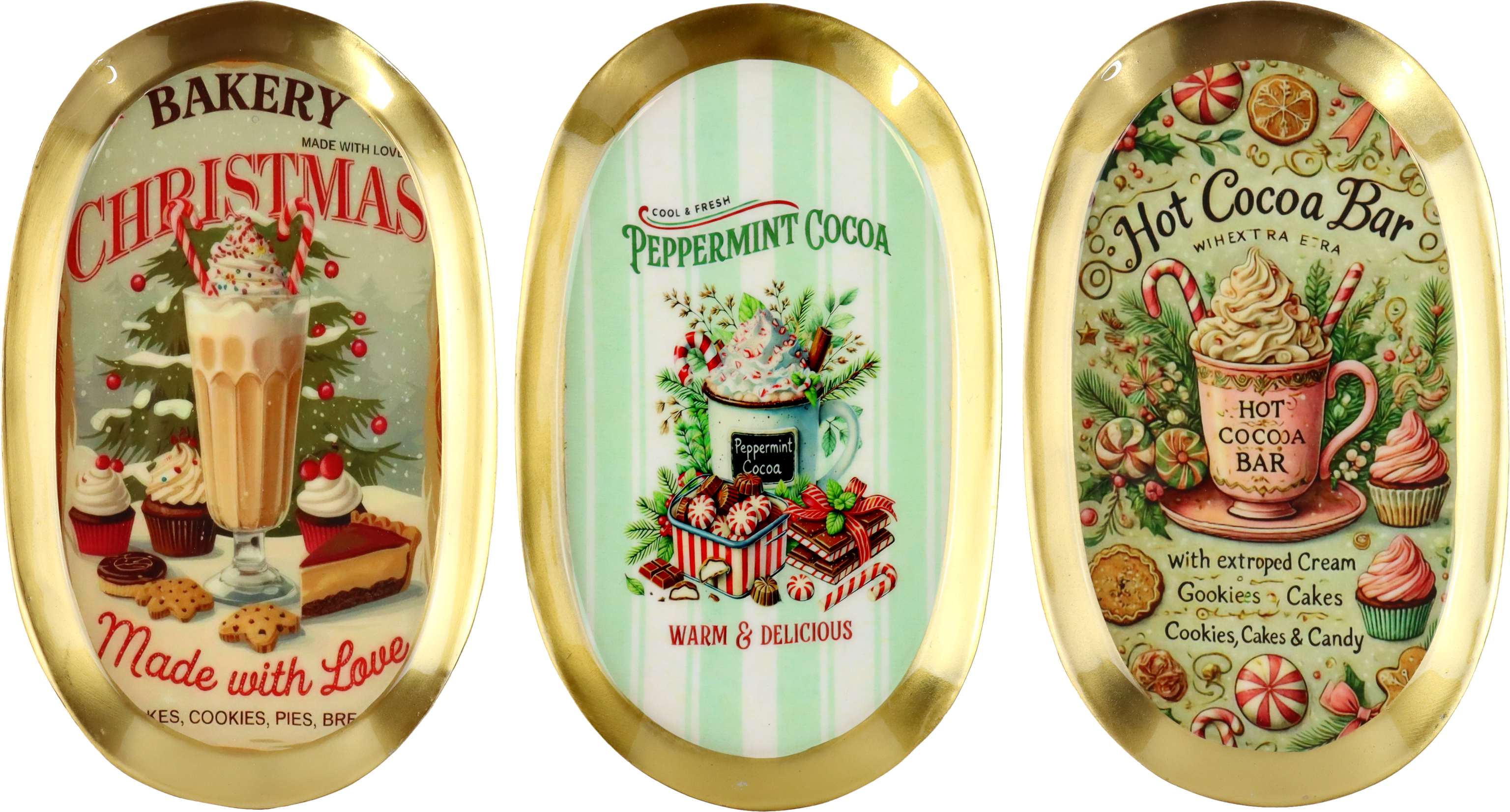 1544 BANDEJAS CHRISTMAS BAKERY  S/3