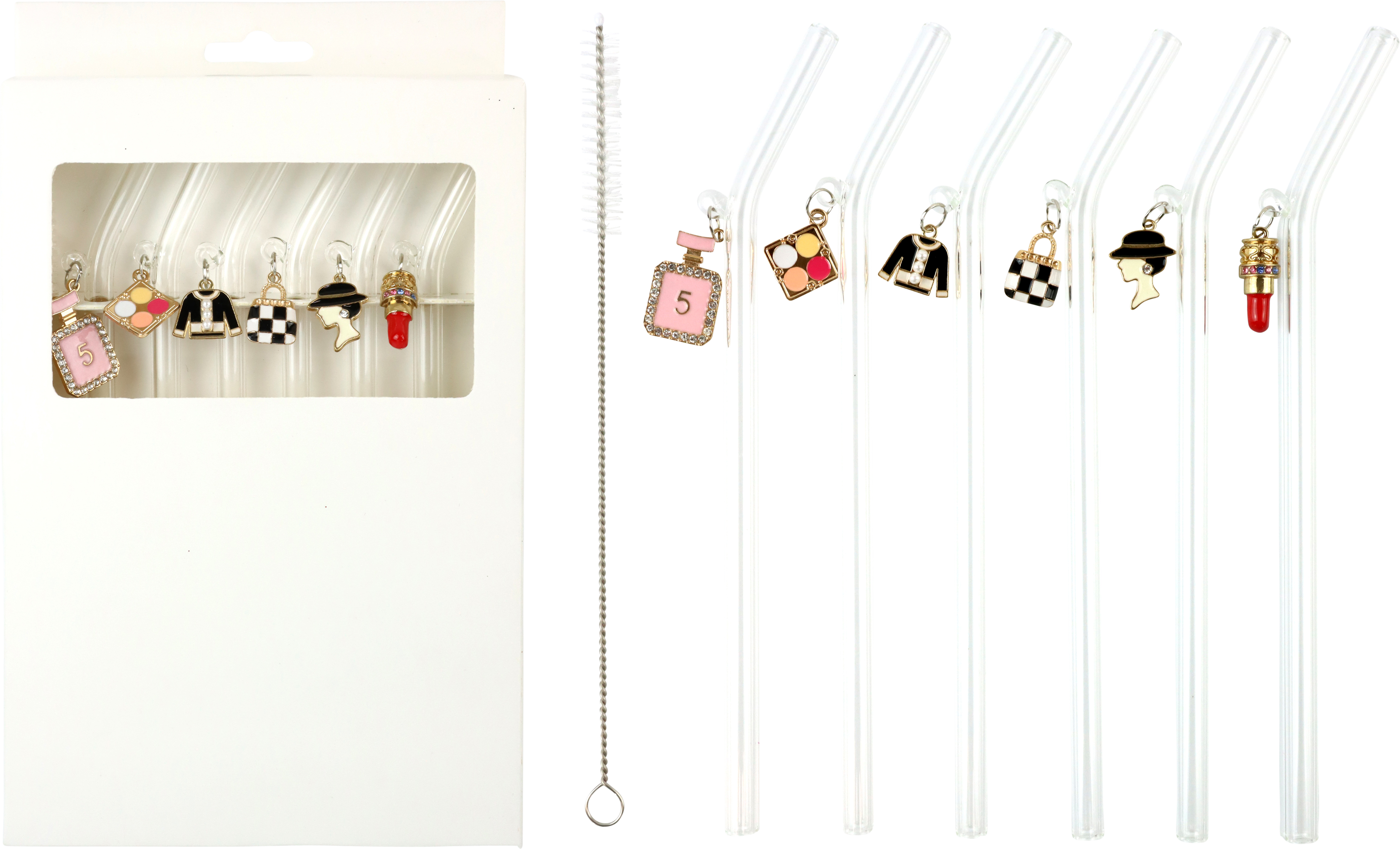 1584 GLASSTRAWS LIP&LUSH  S/6