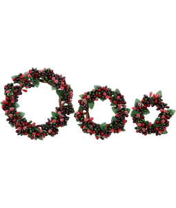 2102 DECOR. WREATHS RED BERRIES  S/3
