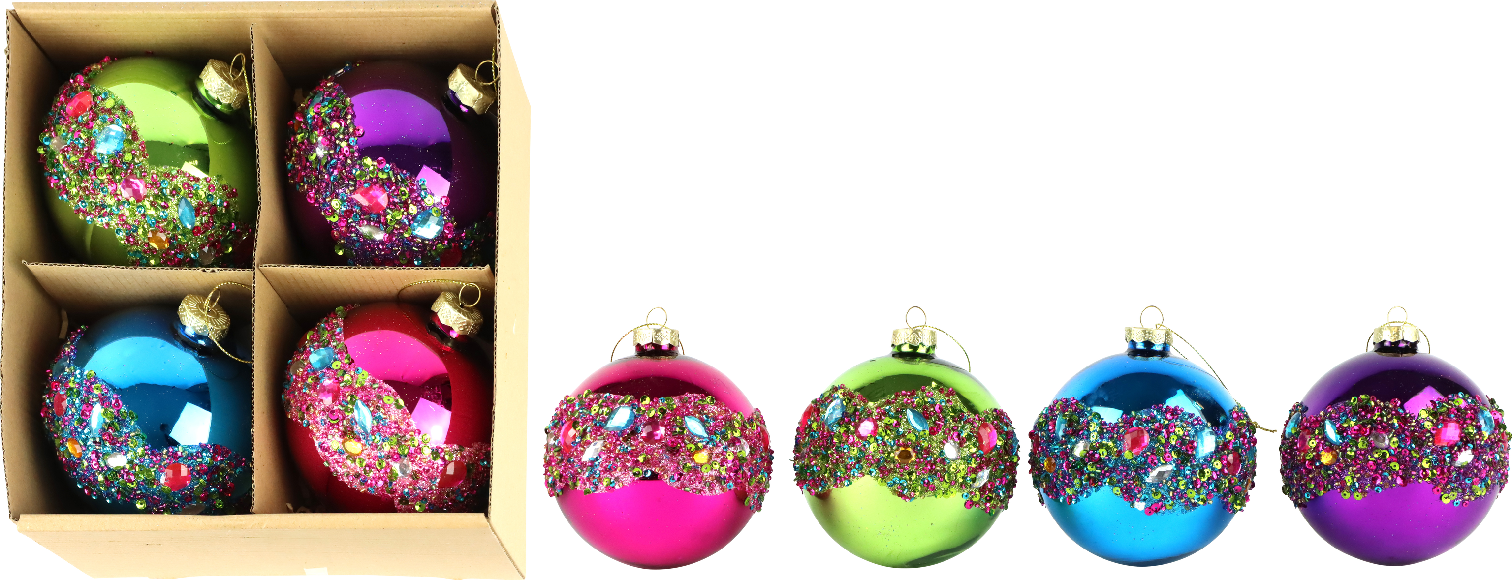 4102 GLASKUGELN HOLIDAY SPLASH  S/4