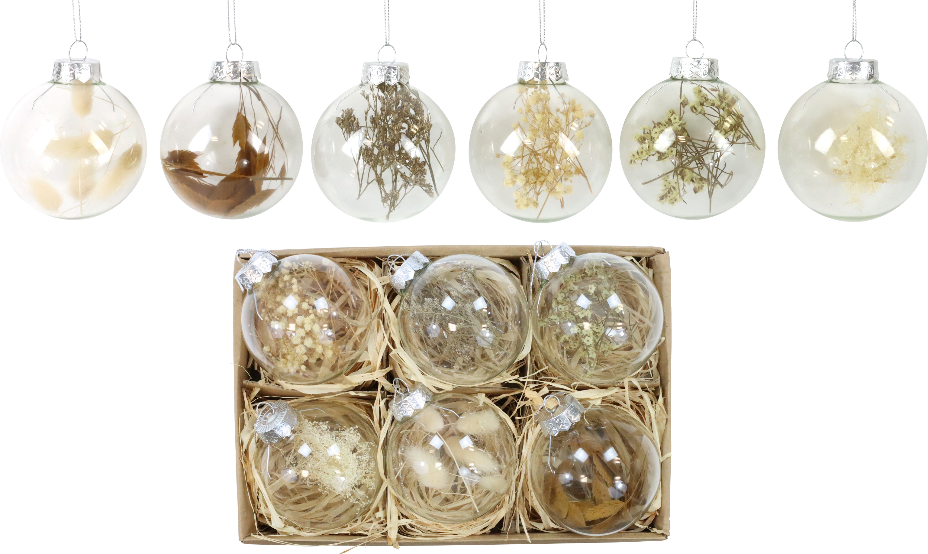 5280 BOLAS VIDRIO  FLOWERS  S/6