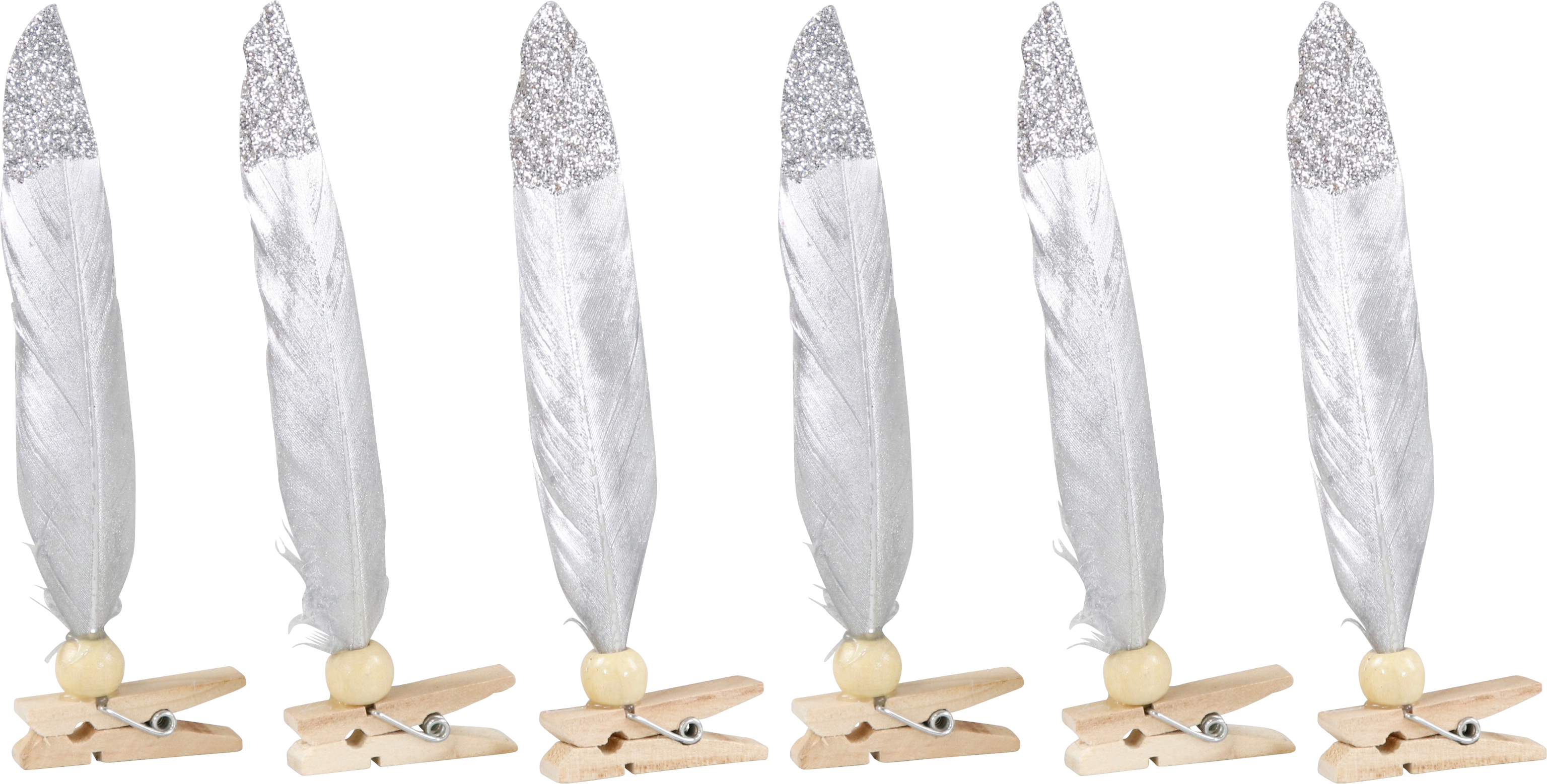 5963 FEATHER CLIPS ARGENTO  S/6