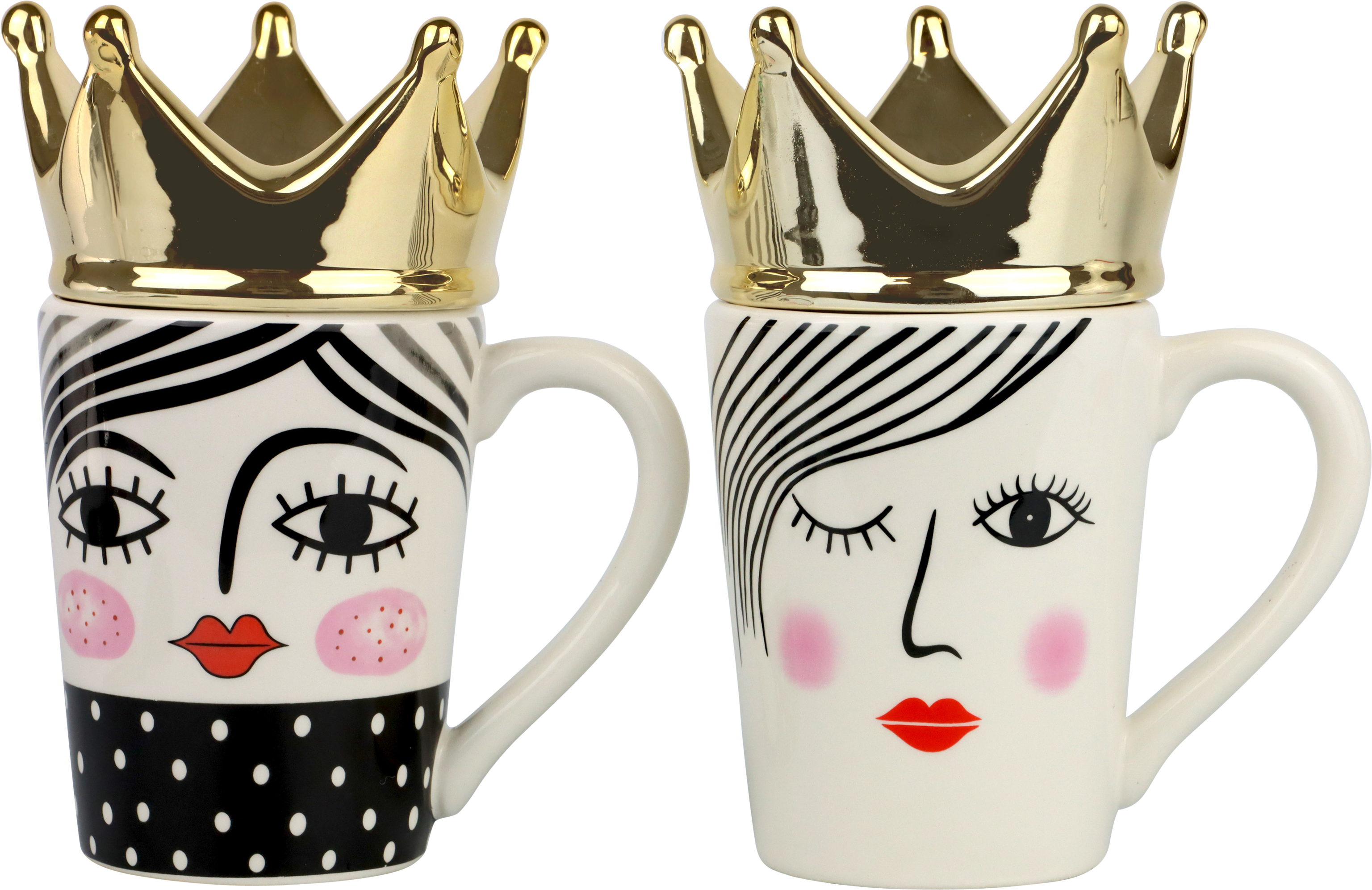 6069 TAZAS CUBIERTAS «KING & QUEEN» S/2