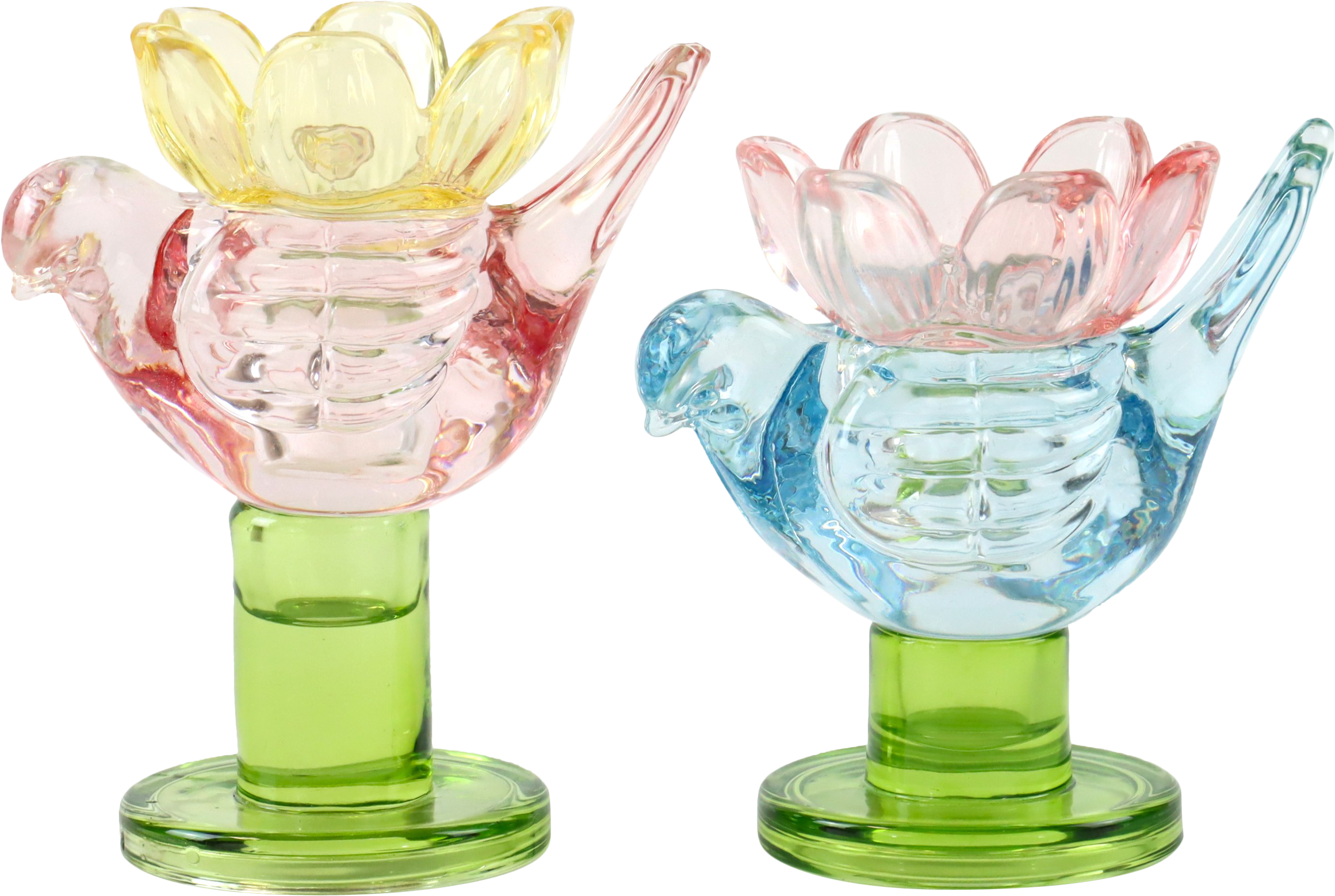 6417 CANDELABRO BLOOMING BIRDS  S/2