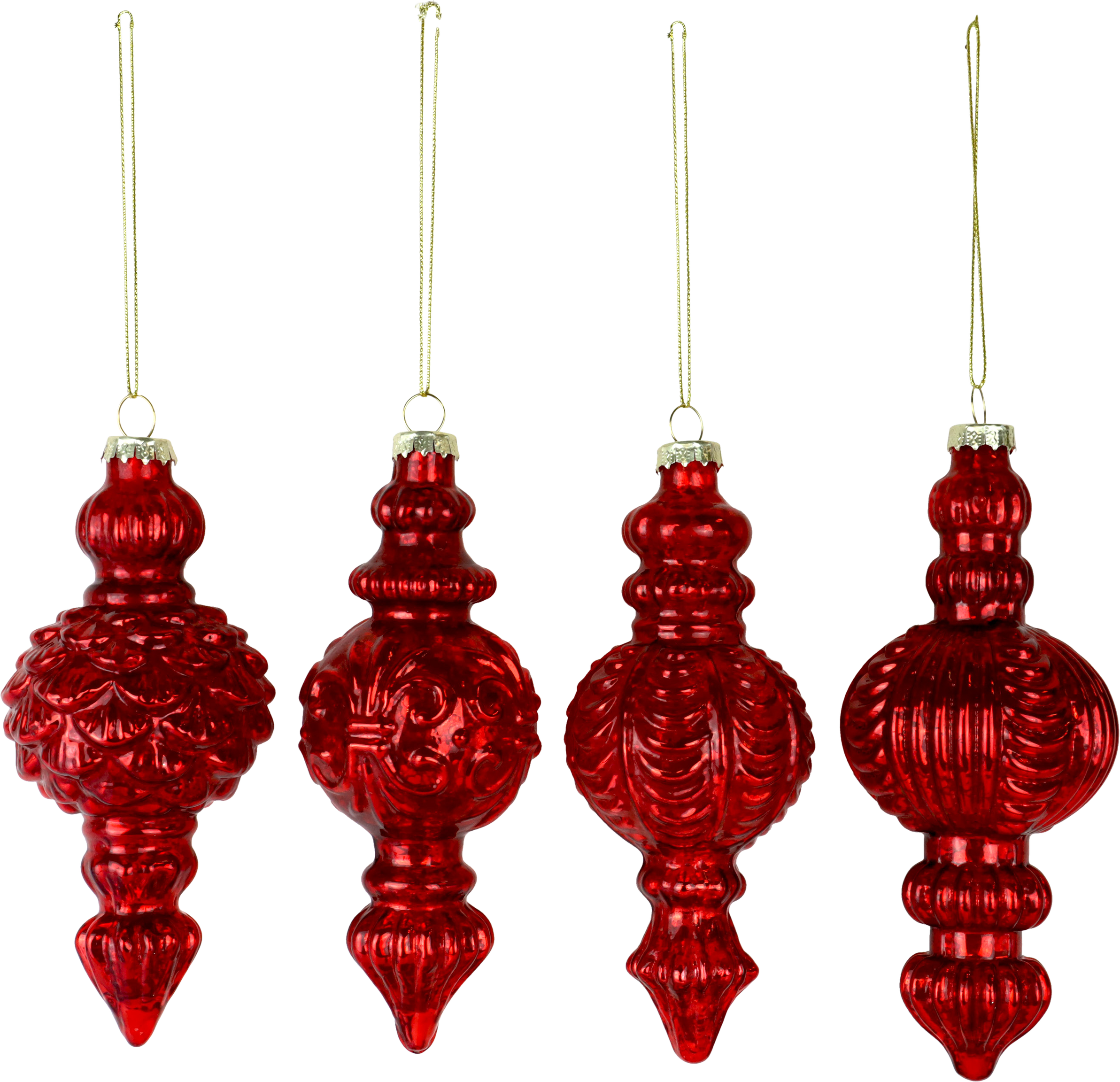 6574 GLASORNAMENTE RUBINGLANZ  S/4