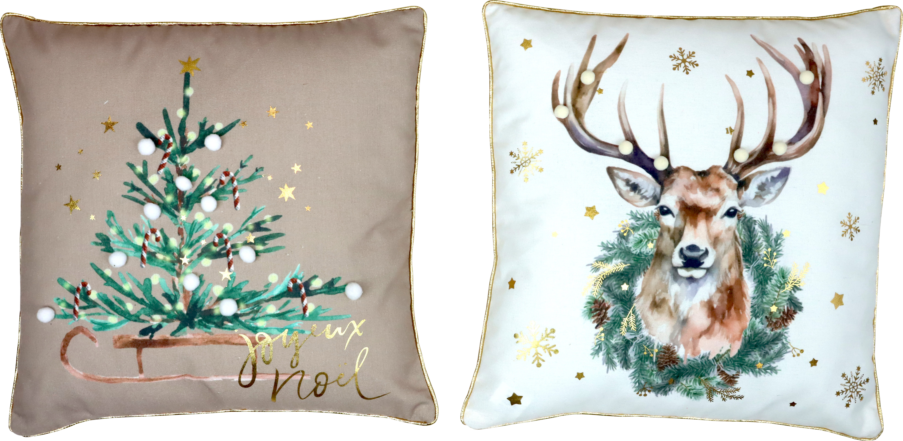 6639 CUSHIONCOVER CHRISTMAS GROVE  S/2