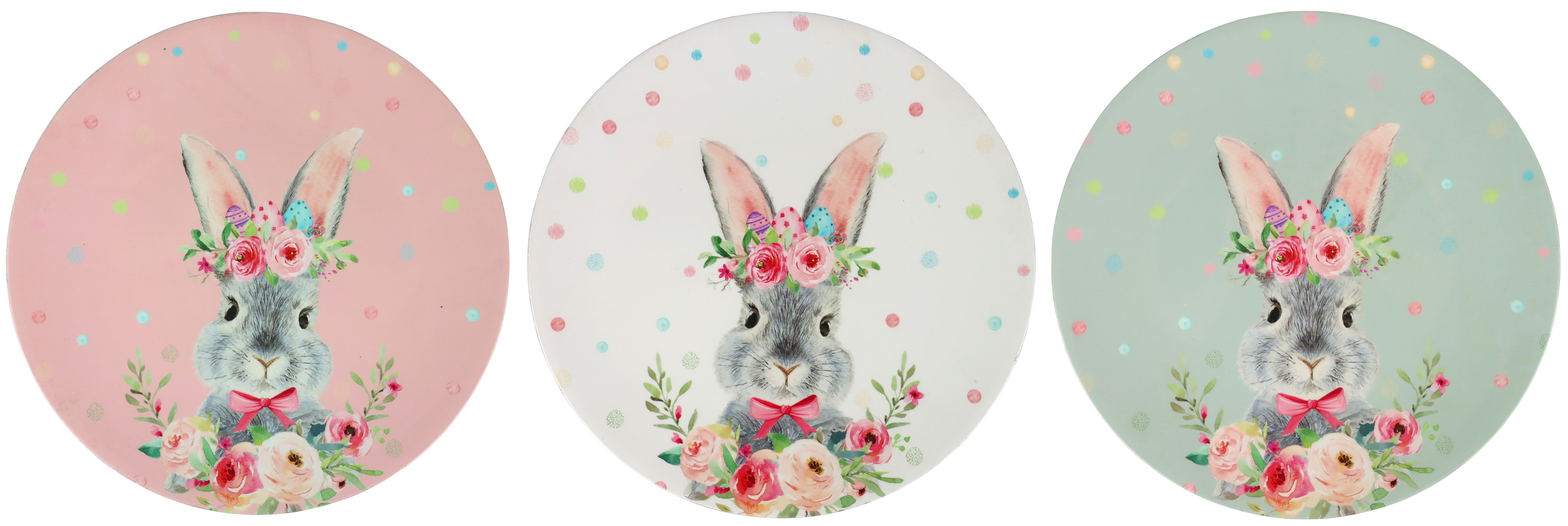 7026 PLATOS FLORAL RABBIT  S/3