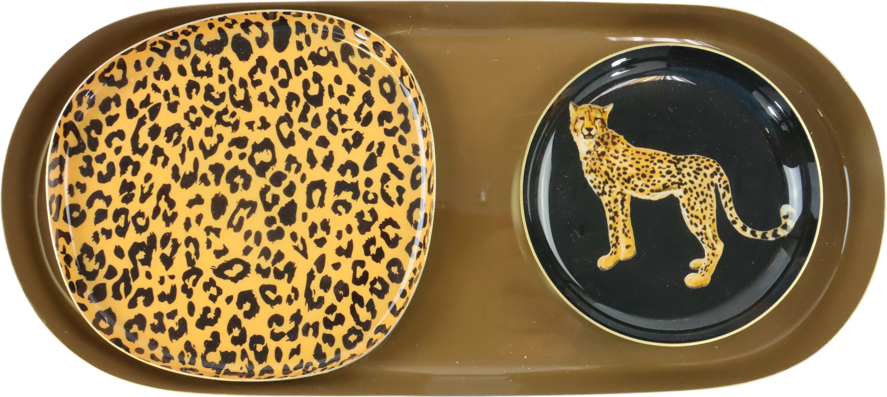 7041 ENSEMBLE DE PLATEAUX LEOPARD  3P