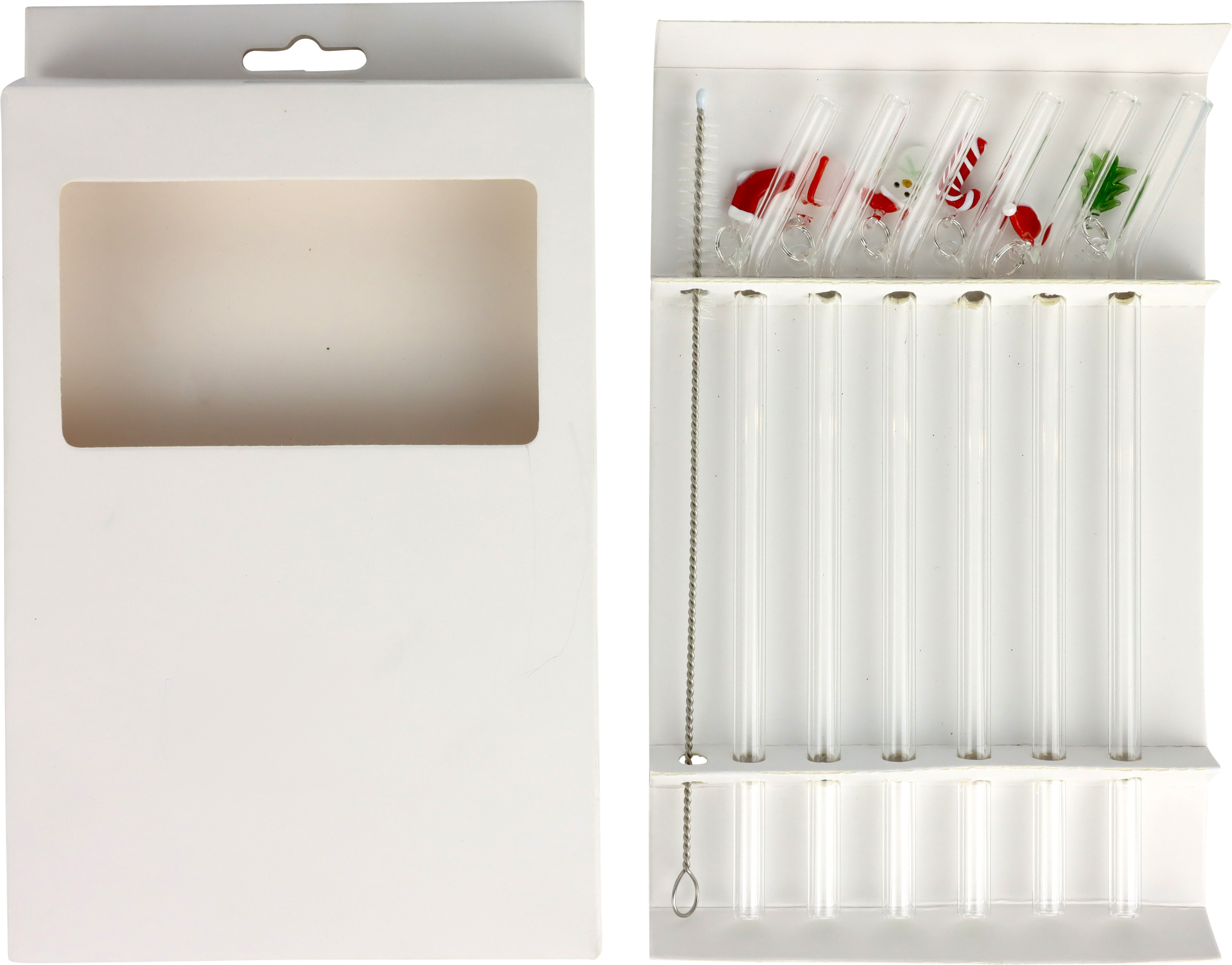 7777 GLAS-STROHHALME X-MAS  S/6