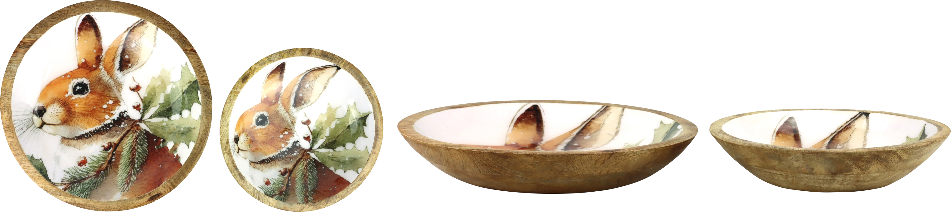 8279 HOLZSCHALEN SCHNEEHASE  S/2