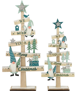 8332 WOODEN TREES CHRISTMAS WISH  S/2