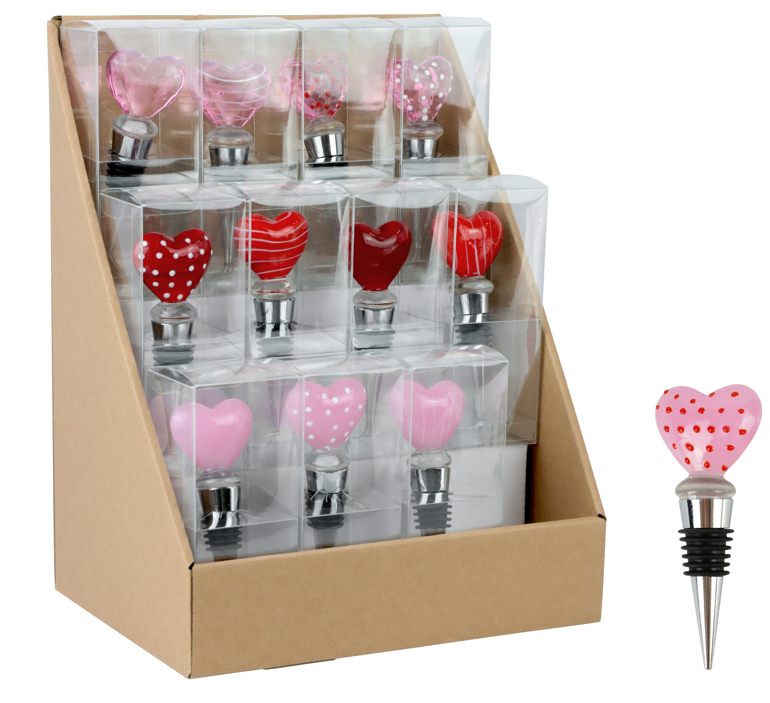 8955 DISPLAY FLASCHENKORKEN HEARTS  S/12