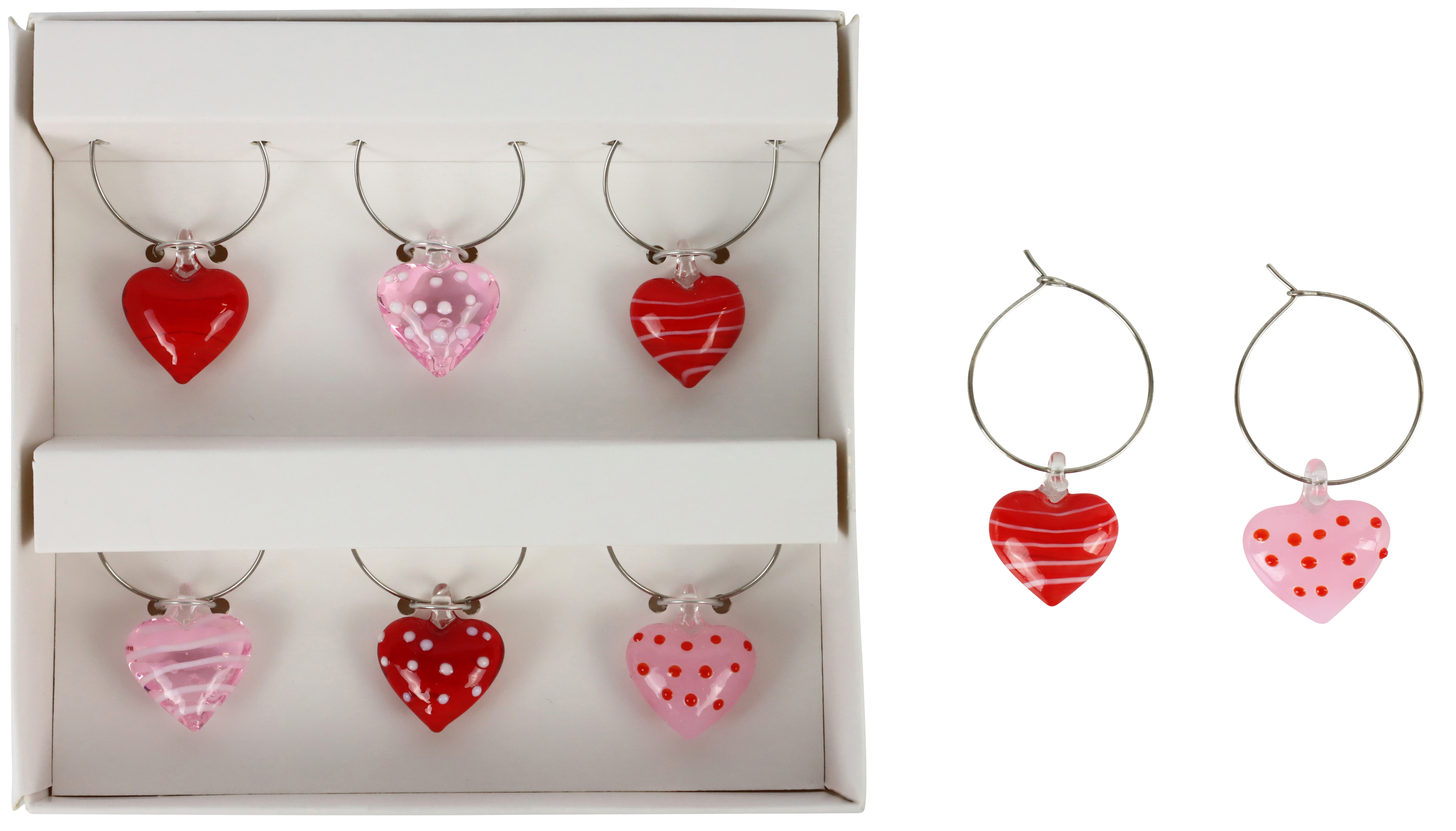 8973 MARCADORES DE VIDRIO HEARTS  S/6