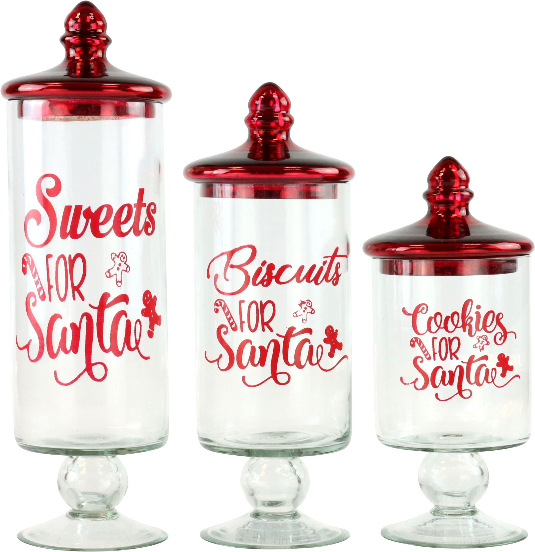 9832 TARROS VIDRIO SANTA'S SWEETS  S/3